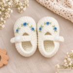 Tiny Blue Rose Booties